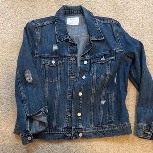 Old Navy Dark Blue Jean Jacket with Distressed Details